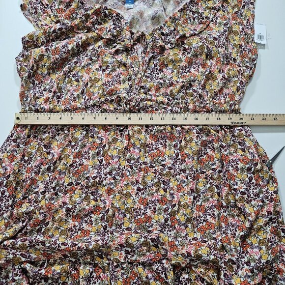 Old Navy Shirt Dress Womens 2X Floral Ruflles Cinched Waist SS Summer Cottage - Picture 6 of 16